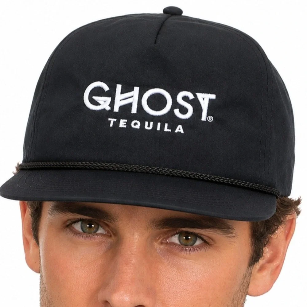 Ghost Tequila Rope Hat Black Snapback Adjustable Baseball Cap Embroidered Logo